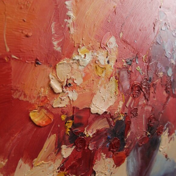 Large Acrylic on Canvas Painting: Vase of Flowers - Picture 3 of 5